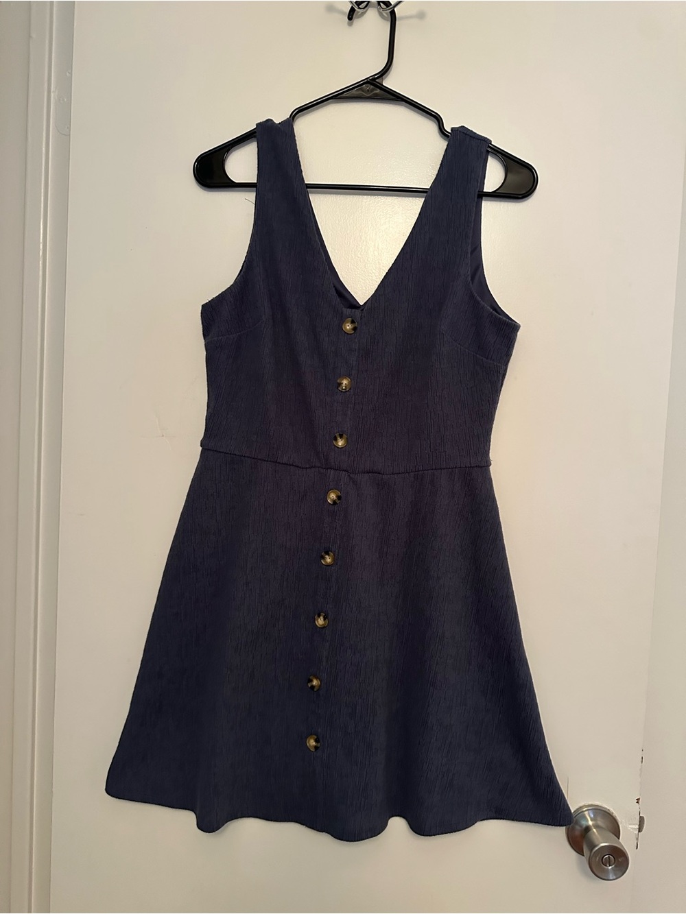 Iz Byer Navy Blue Button-Front Mini Dress